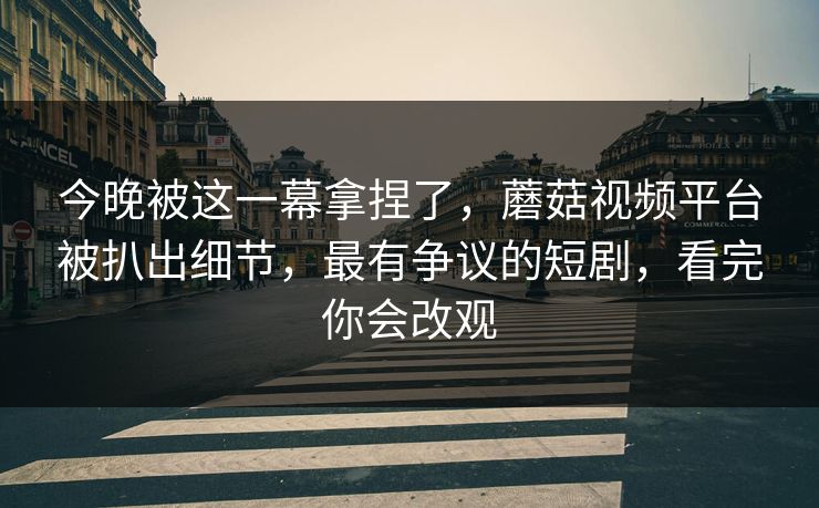 今晚被这一幕拿捏了，蘑菇视频平台被扒出细节，最有争议的短剧，看完你会改观