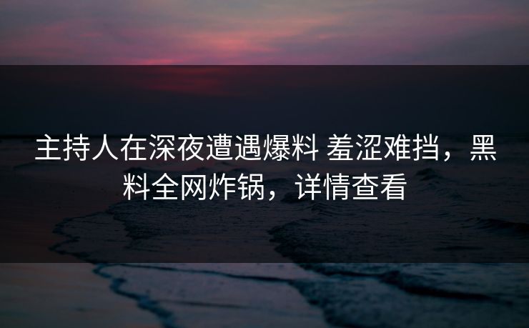 主持人在深夜遭遇爆料 羞涩难挡，黑料全网炸锅，详情查看