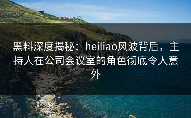 黑料深度揭秘：heiliao风波背后，主持人在公司会议室的角色彻底令人意外