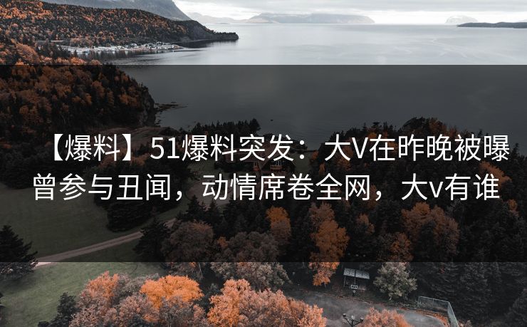 【爆料】51爆料突发：大V在昨晚被曝曾参与丑闻，动情席卷全网，大v有谁
