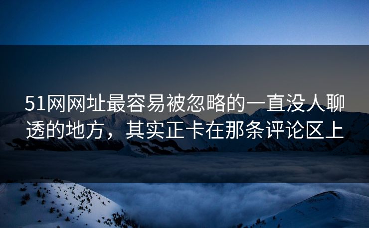 51网网址最容易被忽略的一直没人聊透的地方，其实正卡在那条评论区上